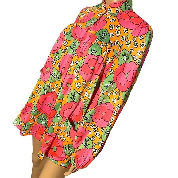 VINTAGE JANTZEN BRIGHT FLORAL MOD TOP
